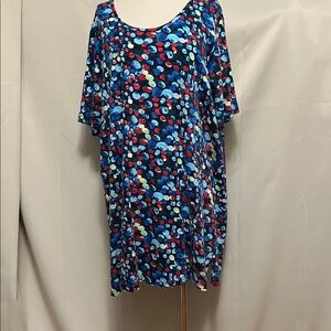 Ulla Popken Blue and Red Patterned Top